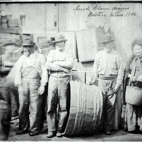 Irish Clam Diggers - 1882 - Boston, MA - Photo - Boston - Massachusetts - Seafood - Clams - Clam Digging - Fishermen - Photograph - History