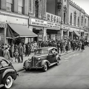 Vintage Black Photo 1930s South Side Chicago Movie Theater Scene African American History Wall Art