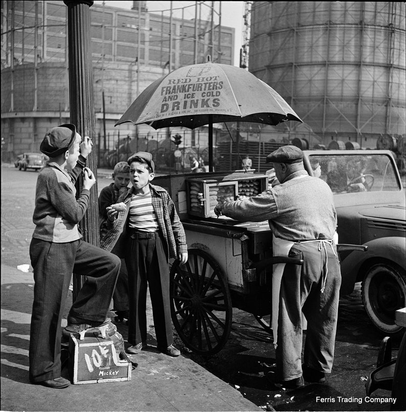 Hot Dog Cart 1930s Photo NYC Photograph Print Vintage Etsy