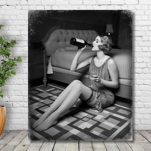 Prohibition Style Wall Art 1920s Flapper Wine Gift Speakeasy Vintage Glamour Roaring Twenties Decor Digital Art