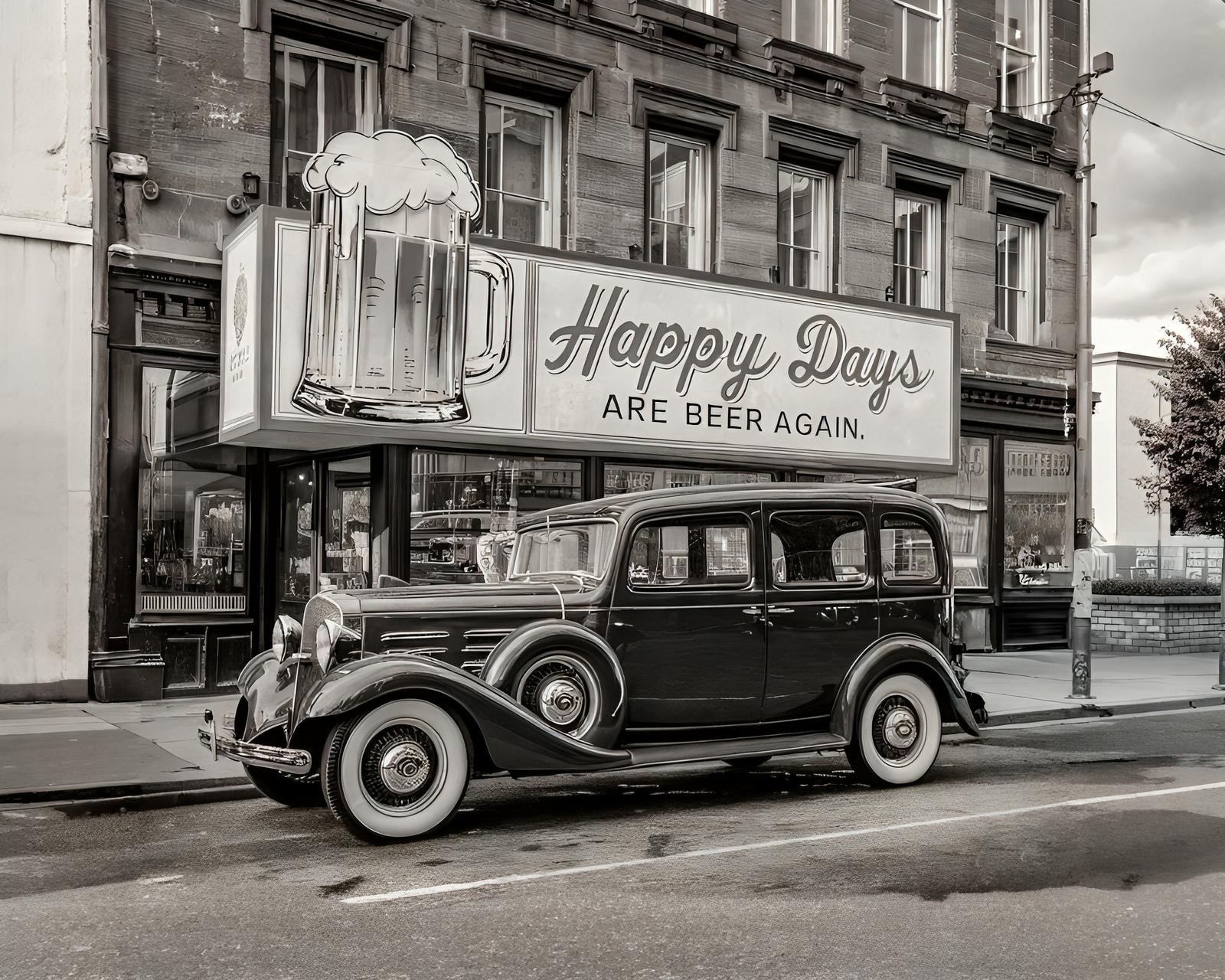 Bar Wall Art Brewery Pub Decor Speakeasy Vintage Photo Retro Wall Art Beer Lover Gift Man Cave Happy Days Are Beer Again Sign Print