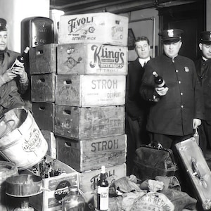 Police Confiscating Liquor Bar Decor Prohibition Speakeasy Wall Art 1920s Vintage Photo Man Cave Decor