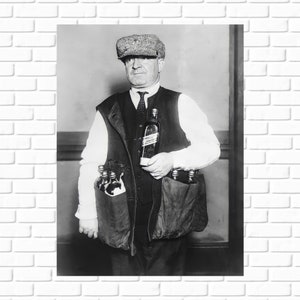 Bar Wall Art Prohibition Bootlegger Photo Vintage Liquor Smuggler Print Retro Wall Art for Speakeasy Brewery Man Cave