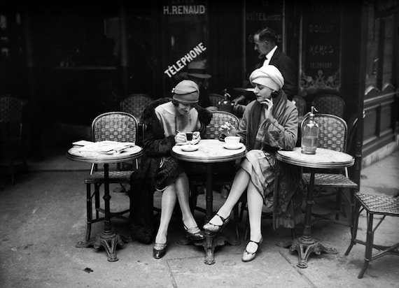 1920s Paris Photo: Women at Café, French Art Deco Print - Etsy