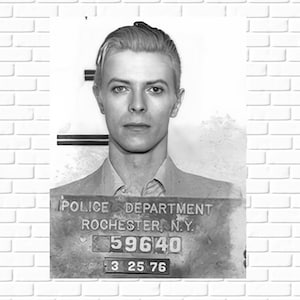 David Bowie, Mugshot, Ziggy Stardust, CBGB, Art Rock, Glam Rock, Rock Decor, Music Decor, Photo
