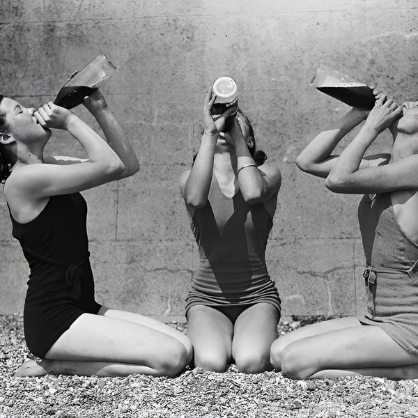 Women Drinking Beer, Photo, Beer Lovers Gift, Speakeasy Decor, Prohibition, Print, Picture, Beer Gift, Bar Cart Decor, Home Brewing