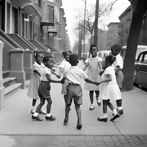 Black American Art Kids Playing Photo Black History Month Wall Decor African American Joyful Vintage Print For Kids Room Harlem Home Decor