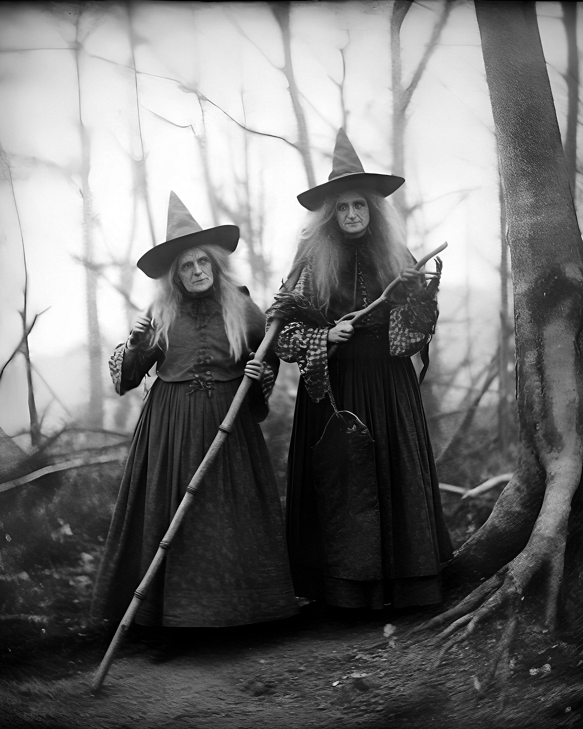 Vintage Two Witches Photo Print: Spooky Halloween Decor - Etsy