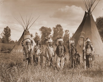 Native American - Crow Creek Warriors on the Crow Reservation - Montana - 1909 - Vintage - Photo -  Photography - History - Photograph - Art