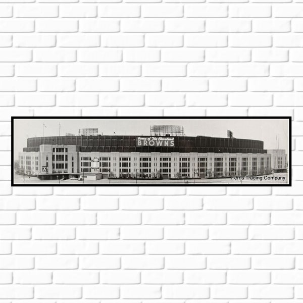 Cleveland Municipal Stadium 1950s Cleveland Ohio Art Panorama Sports Bar Decor Gift for Browns Indians Guardians Fan Vintage Artwork Print