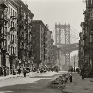 Pike and Henry Streets - New York City - 1935 - Vintage - Photo - Manhattan - Photography - NYC - Brooklyn Bridge - History - Print - Art
