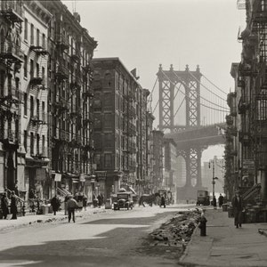 Pike and Henry Streets - New York City - 1935 - Vintage - Photo - Manhattan - Photography - NYC - Brooklyn Bridge - History - Print - Art