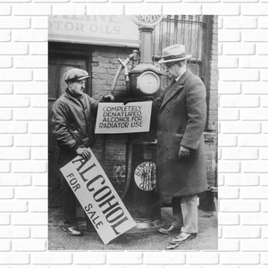 Men selling alcohol bar decor bar poster 1920s Prohibition vintage photo speakeasy wall art home lounge decor man cave print