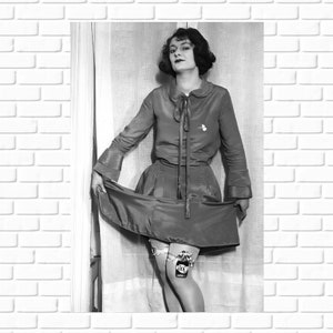 Vintage 1920s Flapper with Hidden Flask - Prohibition Era Photo Wall Art for Speakeasy, Bar Cart, and Man Cave Decor