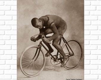 Major Taylor 1898 Photograph: Vintage Cycling Art Print