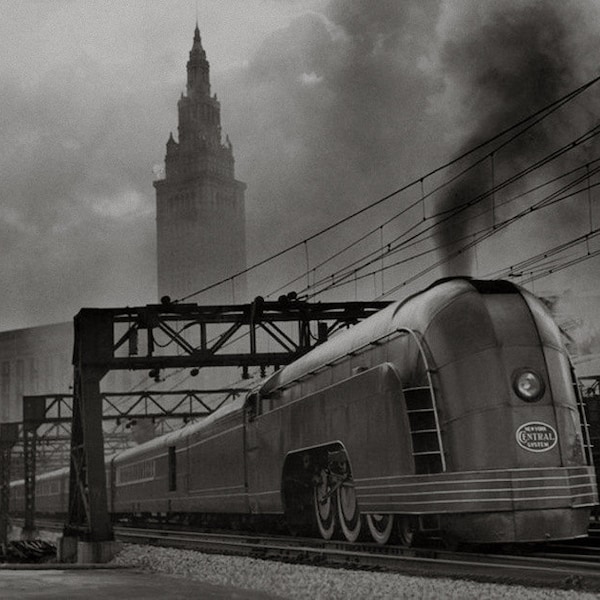 Vintage Cleveland Train Photo Print: 1930s Terminal Tower Art