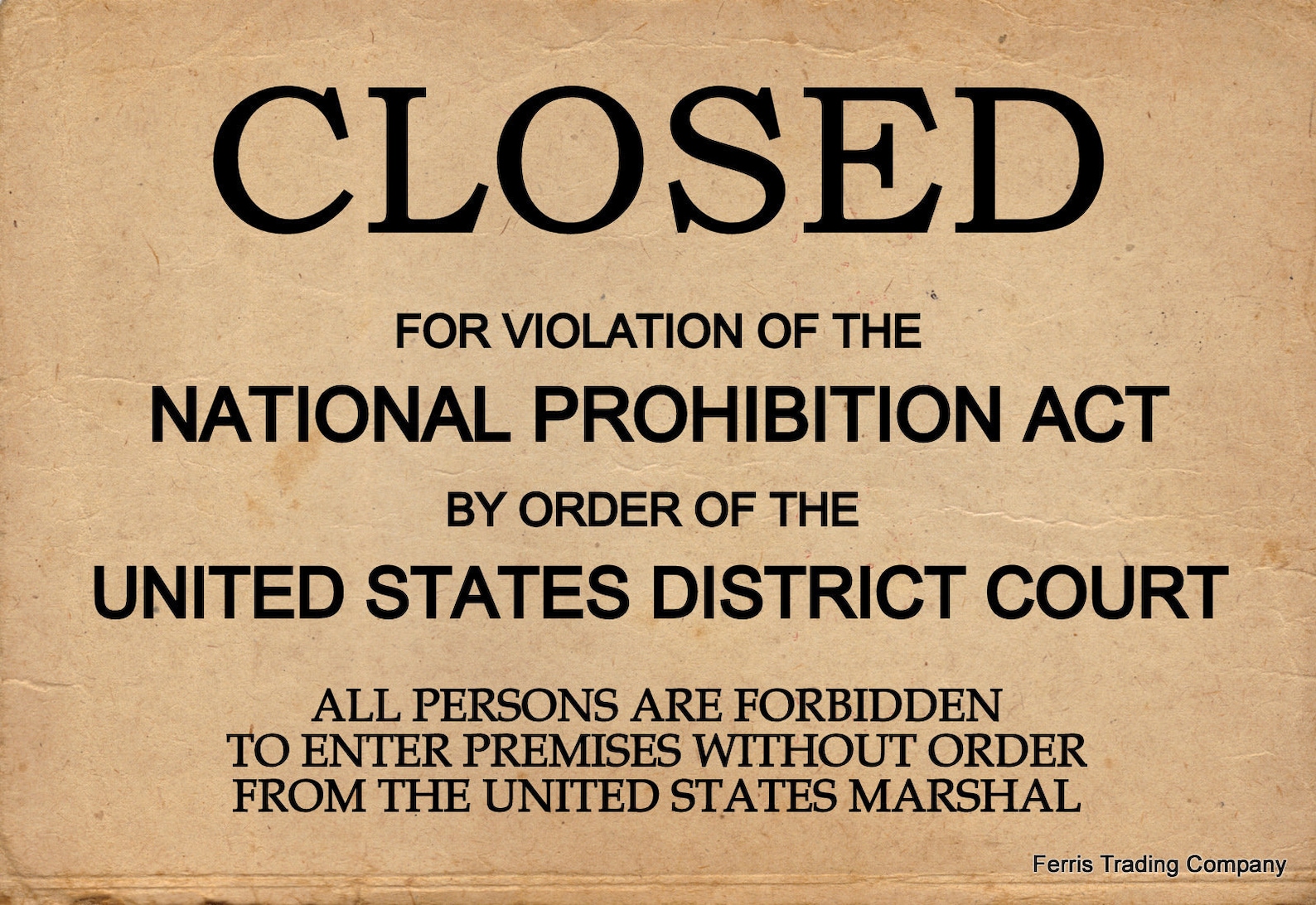 Closed National Prohibition Act Sign Photo Wall Decor Etsy