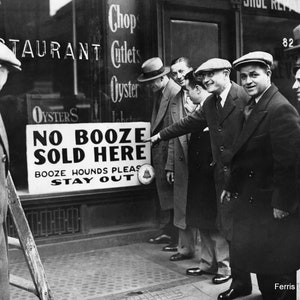 No Booze sign bar decor bar poster 1920s Prohibition vintage photo speakeasy wall art home lounge decor man cave print