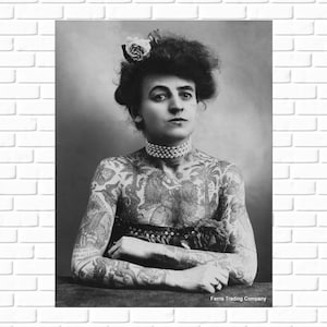 Vintage Tattooed Woman Photo Print - 1907 Ink Art