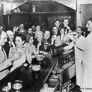 Bartender Mixing Cocktails Bar Decor Prohibition Repeal Wall Art 1930s Vintage Photo Bar Cart Print