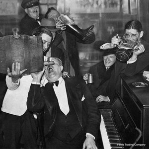 Men Drinking at Piano Bar Decor Prohibition Speakeasy Wall Art Vintage Party Photo 1920s Bar Poster