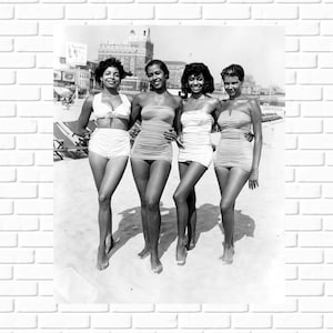 1950s Black Women Bathing Suits Art Print: Civil Rights Era Beach Decor