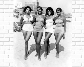 African American Art Print Women Bathing Suits Photo Bathroom Decor Pool Decor Civil Rights Beach Theme Decor Black Art Black History Month