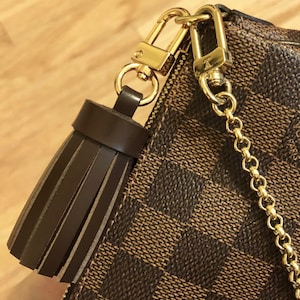 Mcraft® mini borla de cuero marrón hecha a mano para vestir Pochette Eva Clutchs Wallet, etc.
