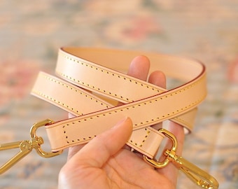 Mcraft® 20mm vachetta leather cross body strap, compatible with Speedy 20 25 30 35, Alma pm, Graceful PM MM etc. in Monogram and Azur print