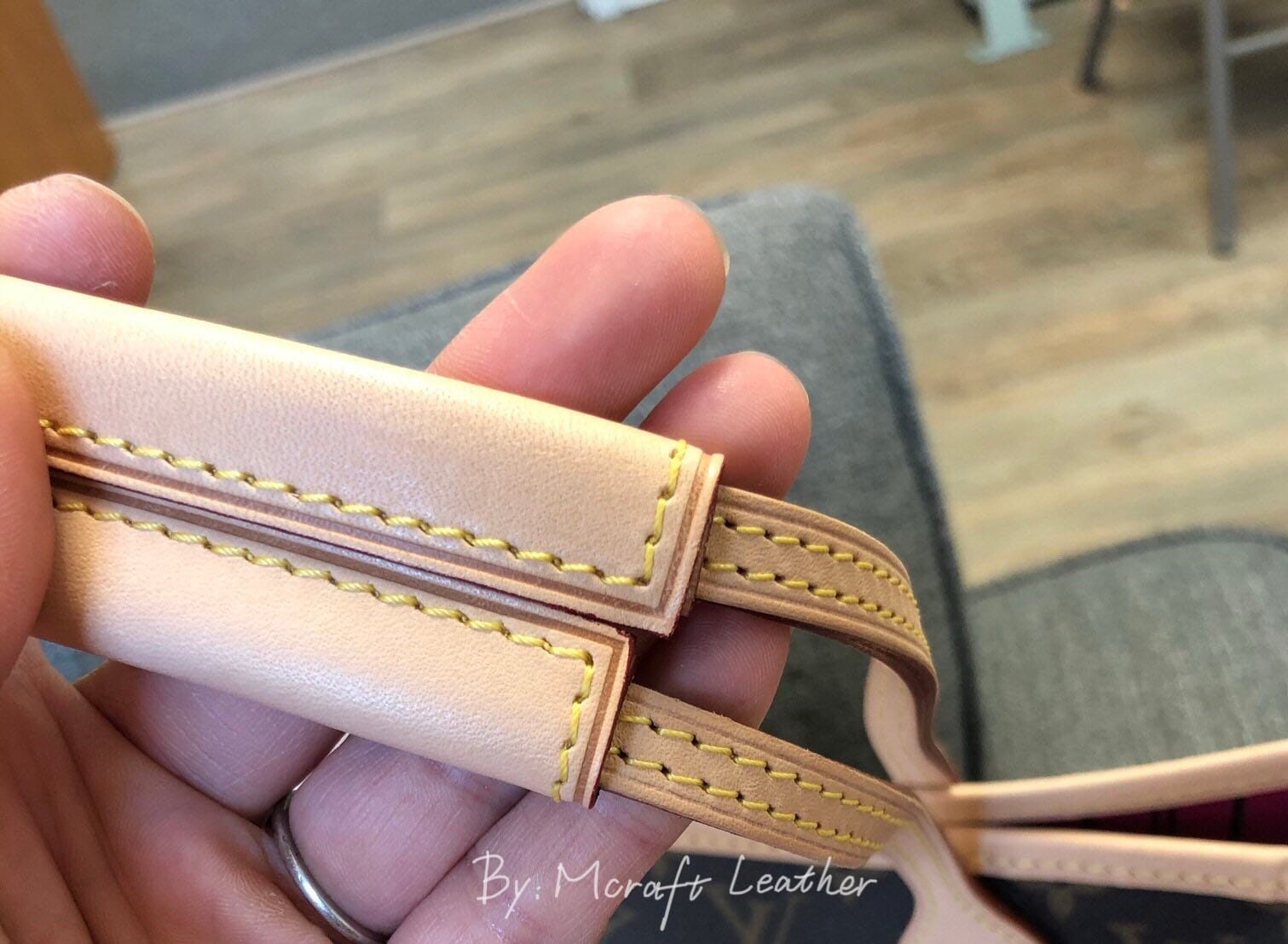 Mcraft® handmade vachetta leather zipper pull zipper protector made for  mini pochette, pochette NM, key cles, Eva clutch etc.