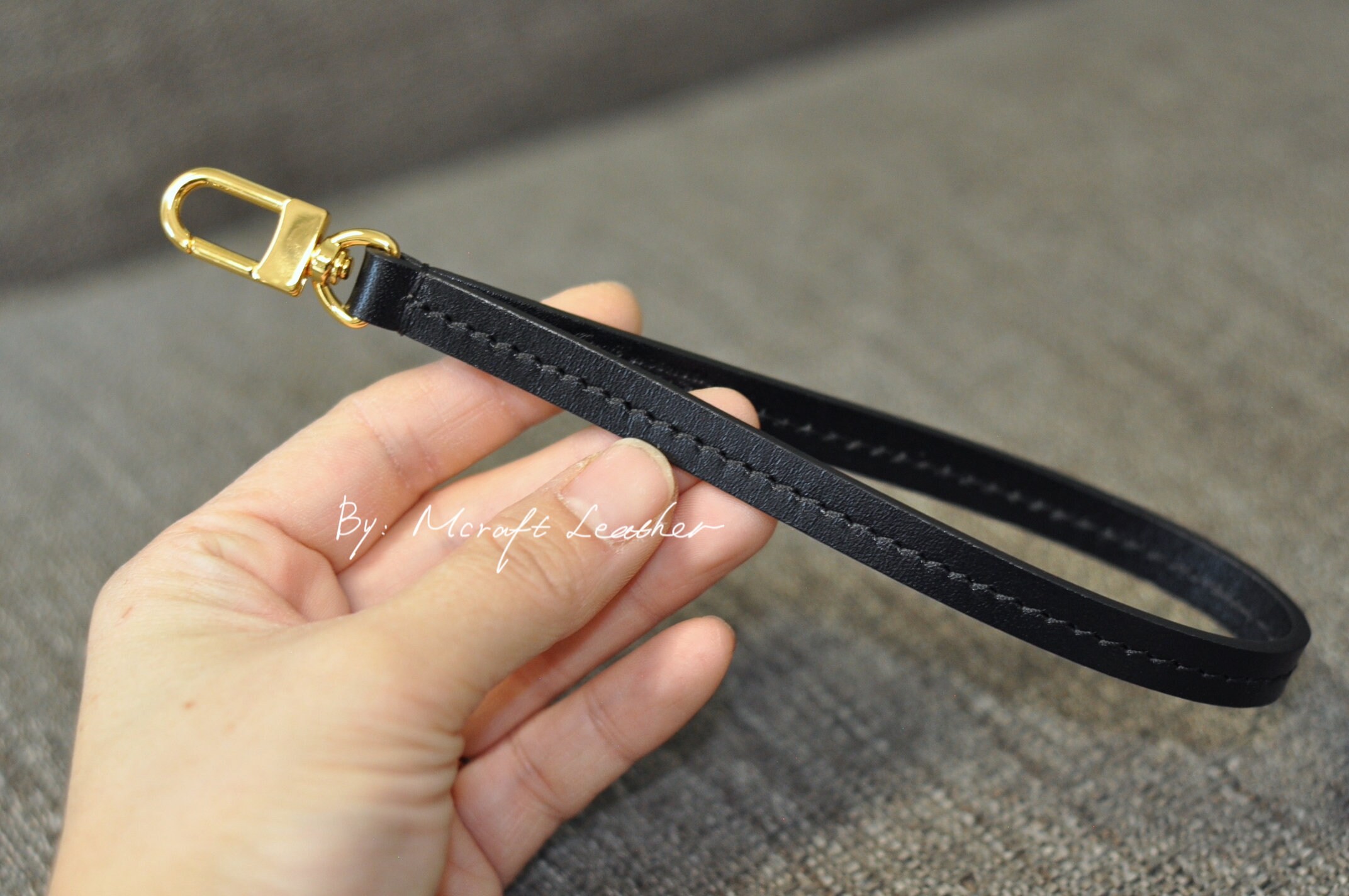 Mcraft® Vachetta Leather Wristlet Strap for Pochette Wallet 