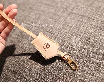 Genuine Leather Clochette Key Bell Bag Charm - Hotstamping Available Natural Vachetta