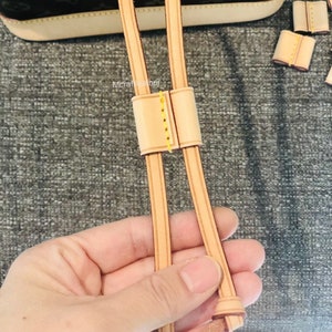 Mcraft® Handmade Vachetta Leather string slide string keeper For Monogram Noe Bucket Bag, Noe NM, Noe BB, backpack image 5