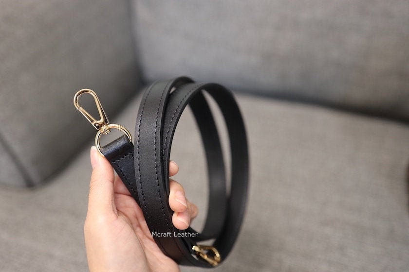 lv straps for bags black leather