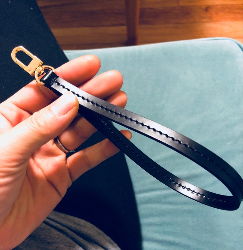 louis vuitton wristlet black Mcraft black Leather Wristlet strap for Louis Vuitton Pochette | Etsy