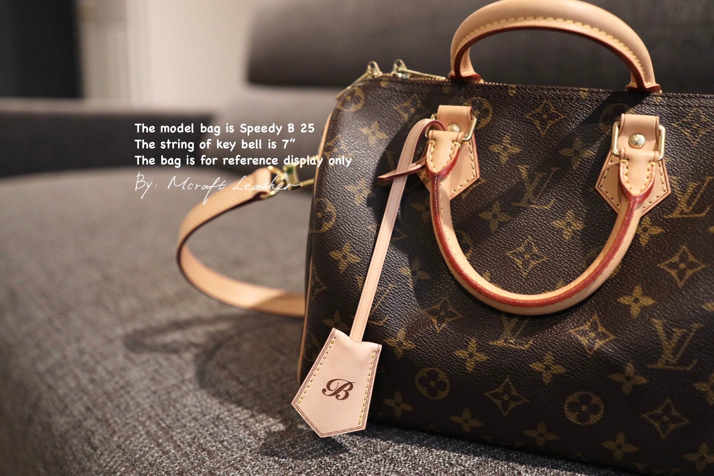 Vachetta Clochette Leather Key Bell holder charm for LV bags