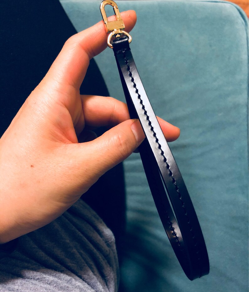 Mcraft black Leather Wristlet strap for Louis Vuitton Pochette | Etsy