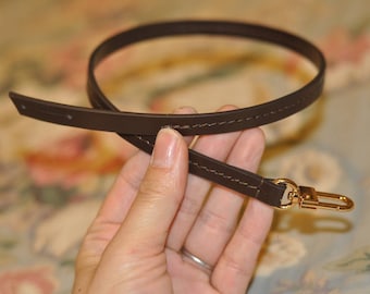 Mcraft Dark Brown Leather 9mm Shoulder Strap Replacement: for Damier Ebene Pochette Accessories