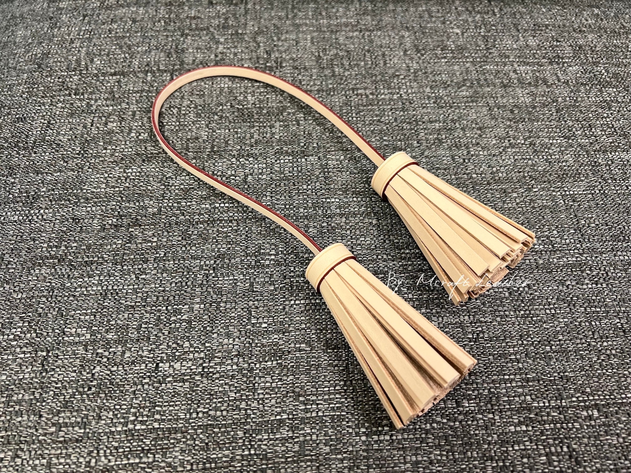 Mcraftleather Mcraft Brown Leather Tassel Purse Charm, Bag Charm Compatible with Damier Ebene BAGS. Neverful mm, GM, Speedy 30, etc.