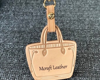 Mcraft® handmade engraving personalized patina vachetta leather purse bag charm. hang tag to decorate neverful pm mm gm or any bags