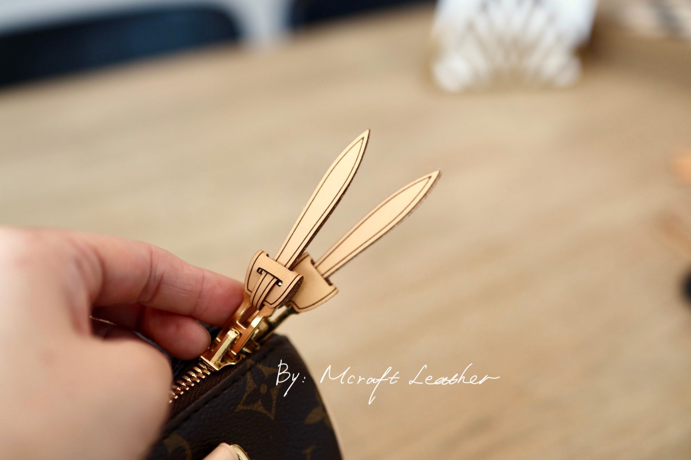 Mcraft® Handmade Vachetta Leather Zipper Pull Zipper Protector 