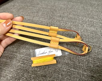 Mcraft Custom listing no return :  a pair of cinch side straps in patina vachetta leather for DIY neverfull pm mm gm repairs