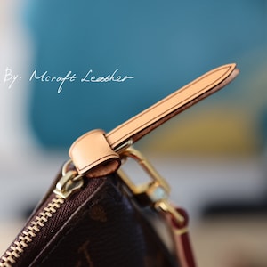 Mcraft® handmade vachetta leather zipper pull zipper protector made for mini pochette, pochette NM, key cles, Eva clutch etc.