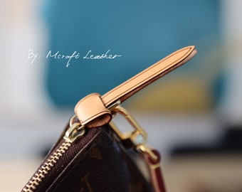 Mcraft® handmade vachetta leather zipper pull zipper protector made for mini pochette, pochette NM, key cles, Eva clutch etc.