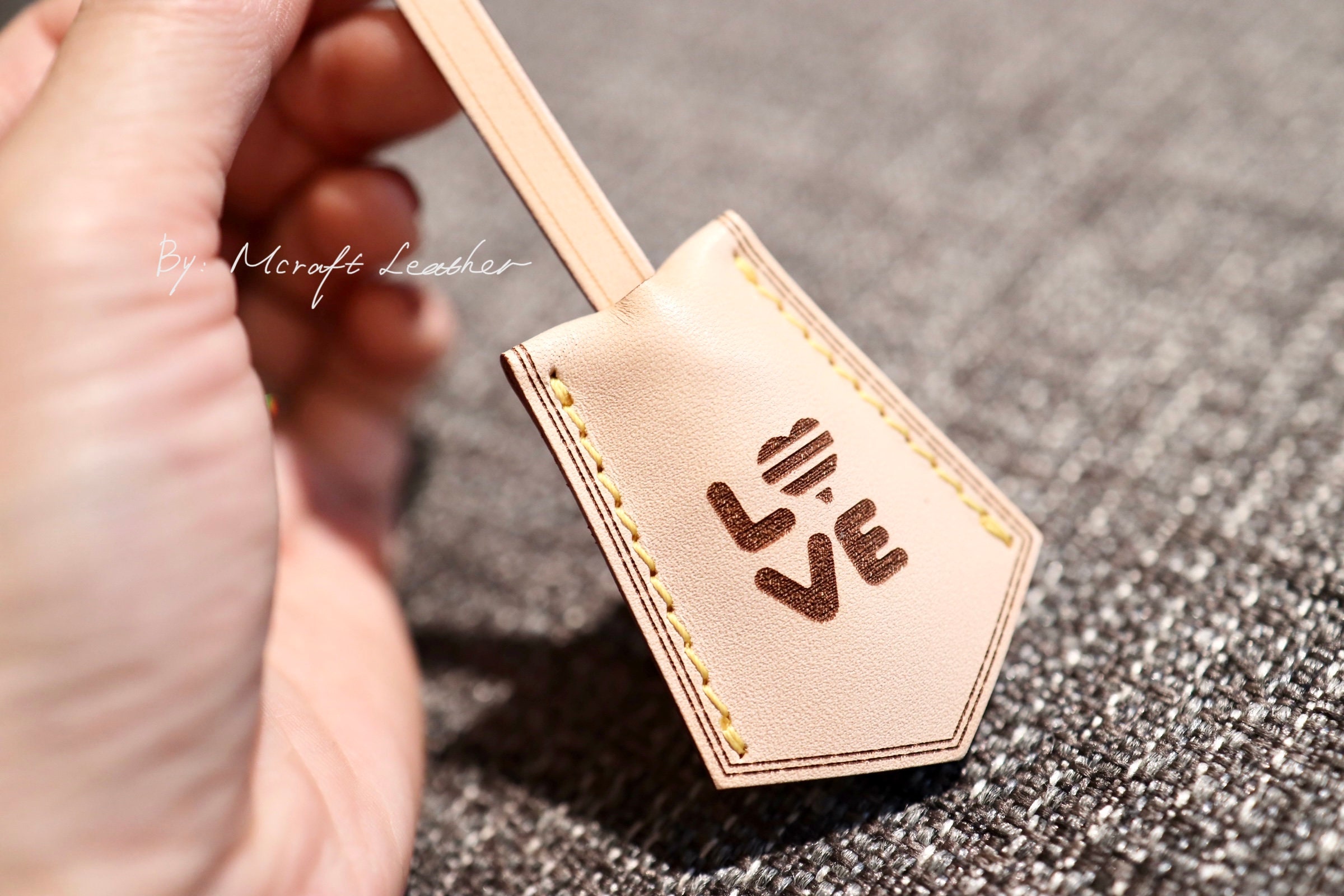 Clochette En Cuir Véritable Vachetta – Fait Main, étiquette Bagage Ou Sac, 7g