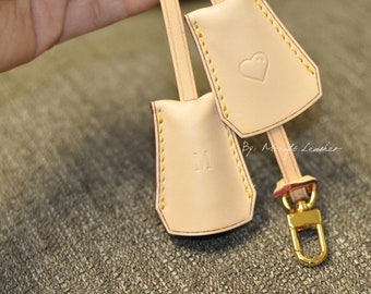 Handmade Personalized Vachetta Leather Bag Charm: Key Bell Purse
