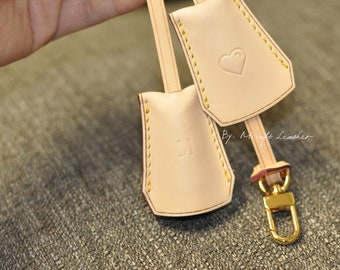 Mcraft® handmade personalized vachetta leather key bell purse bag charm. hang tag to decorate bags