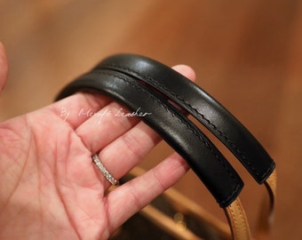 Protector de asa de cuero negro hecho a mano por Mcraft para bolso Neverfull