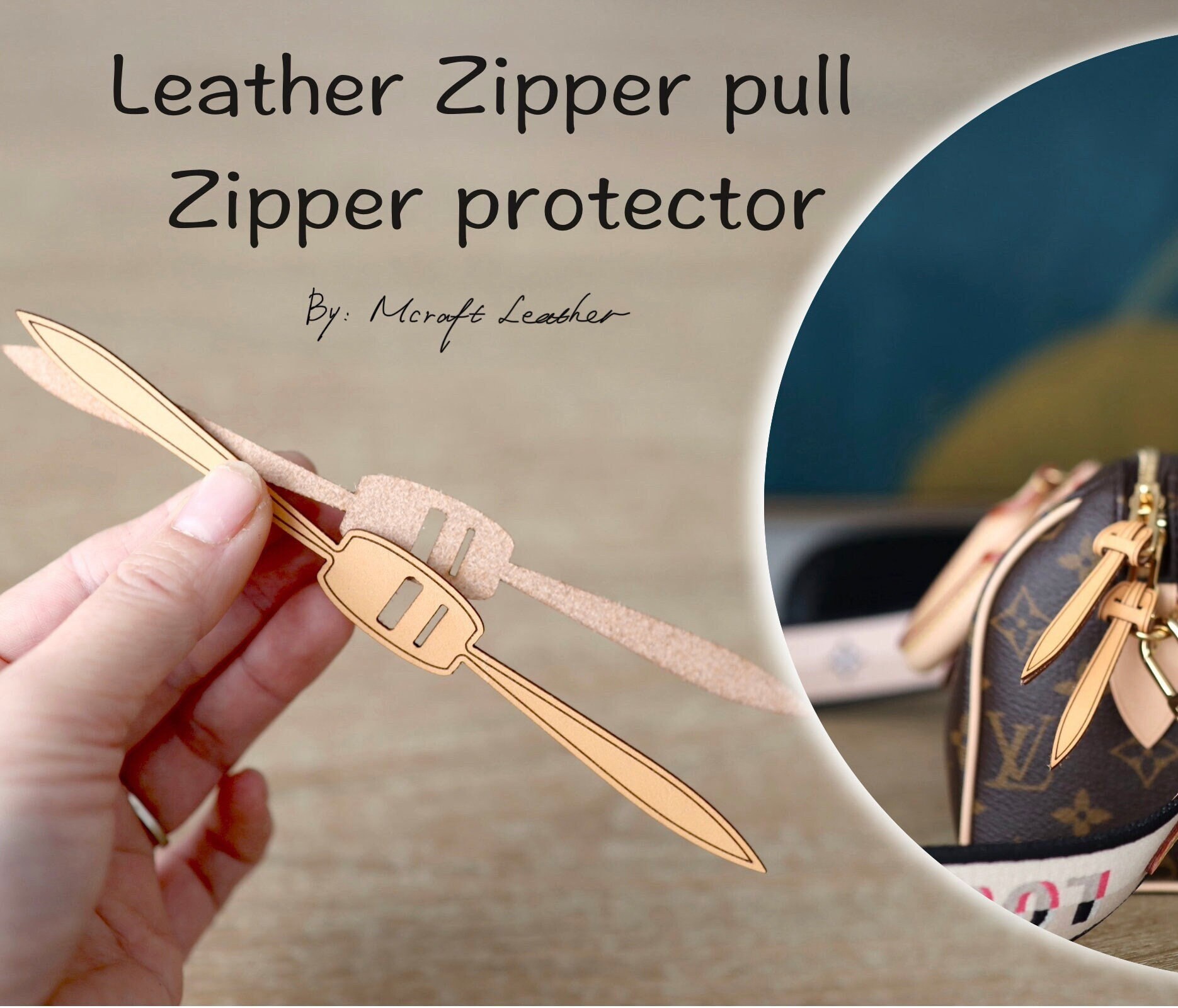 Mcraft® Vachetta Leather Zipper Pull Zipper Protector, Compatible With  Speedy 20 30 and More Bags With Same Style Zipper, PATENT PENDING 