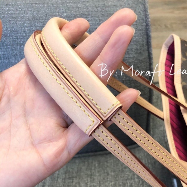 Mcraft® handmade vachetta leather handle protector cover strap cover for 10mm straps, compatible with neverfull BB PM MM Gm shoulder straps